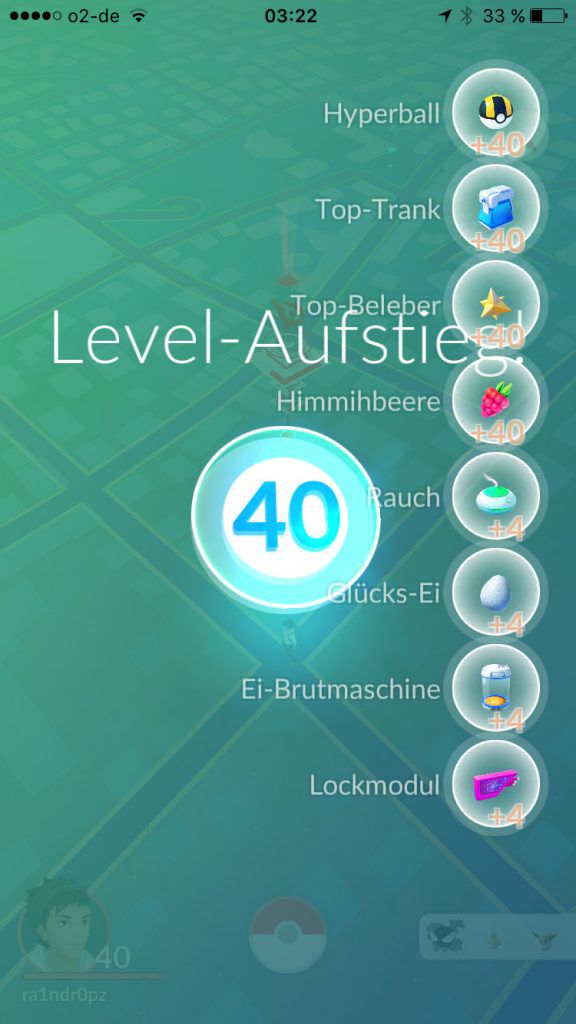 Pokémon GO Aufstieg Belohnung