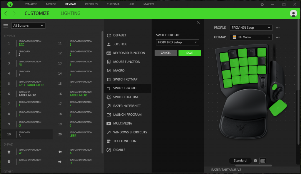 razer tartarus v2 synapse einstellungen