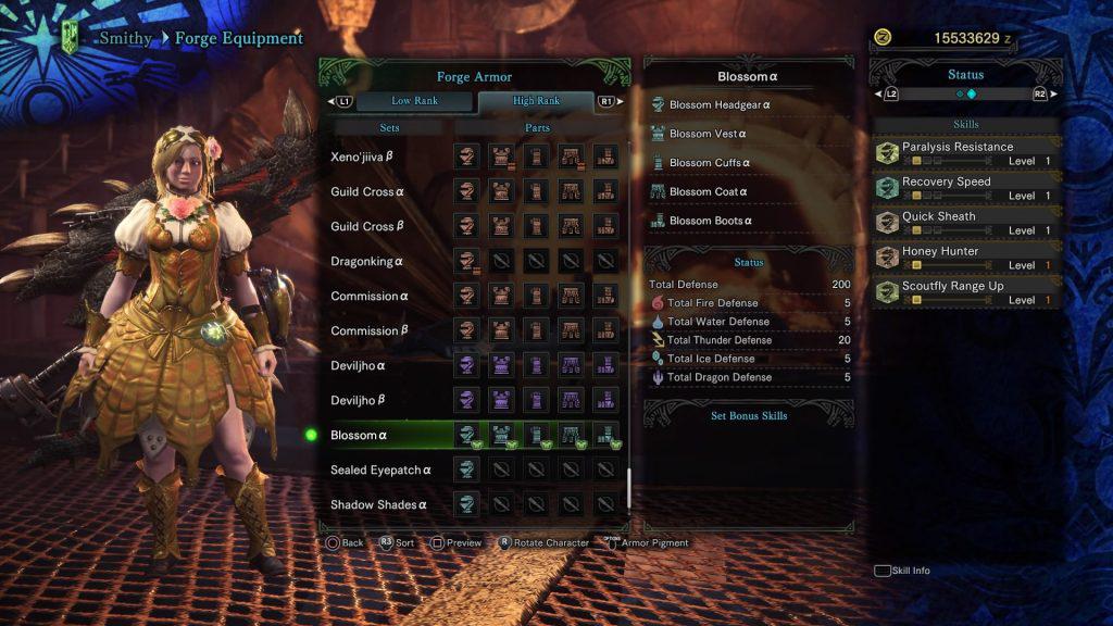 monster hunter world frühlingskleid statuswerte