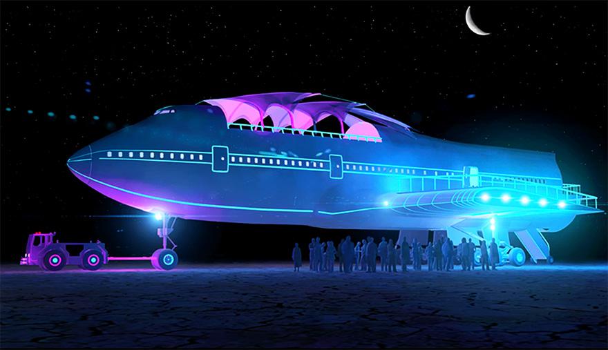 boeing 747 burning man space pope