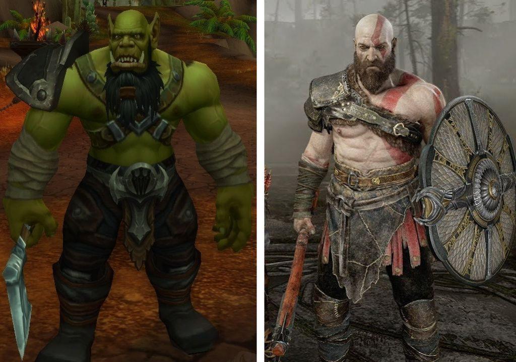 World of Warcraft God of War wandernder Krieger und Kratos in orgrimmar