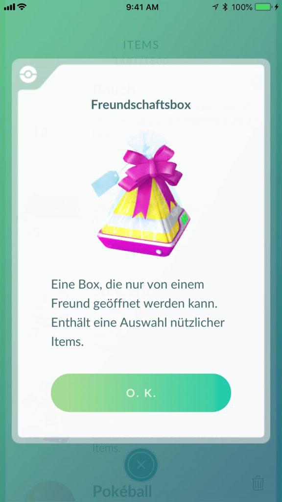 Pokémon GO Geschenk Übersicht