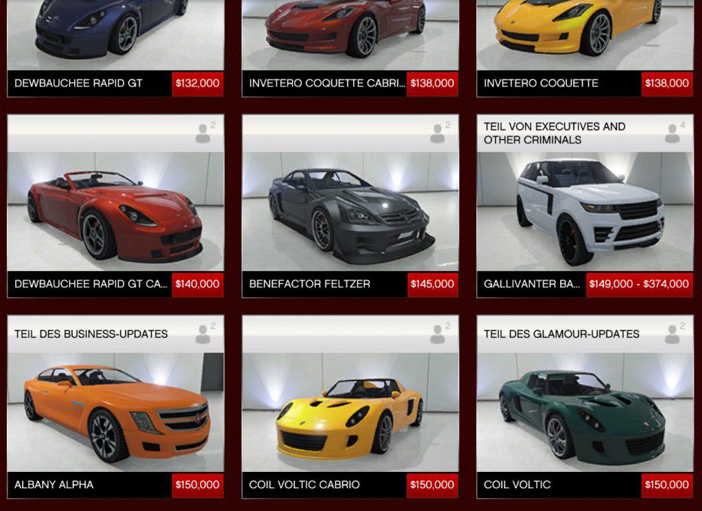 GTA 5 Online Autos bis 150000