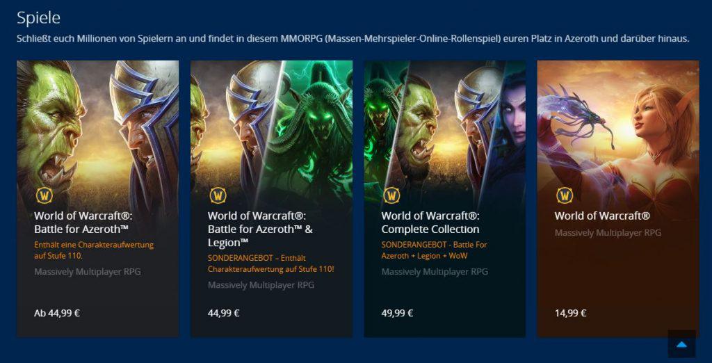 WoW Battle for Azeroth angebote im blizzard shop