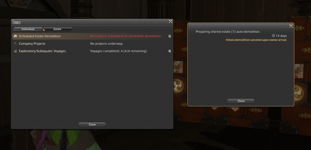 final fantasy xiv zwangsräumung timer housing