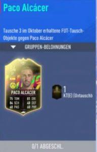 FIFA 19 FUT Swap Deal Paco Alcacer SBC Übersicht