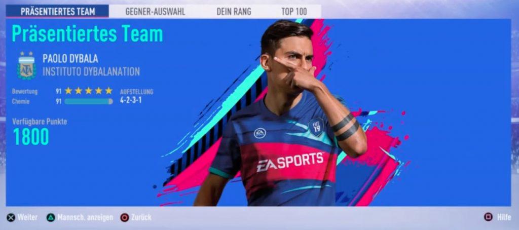 FIFA 19 FUT Swap Deal Präsentiertes Squad Battles Team