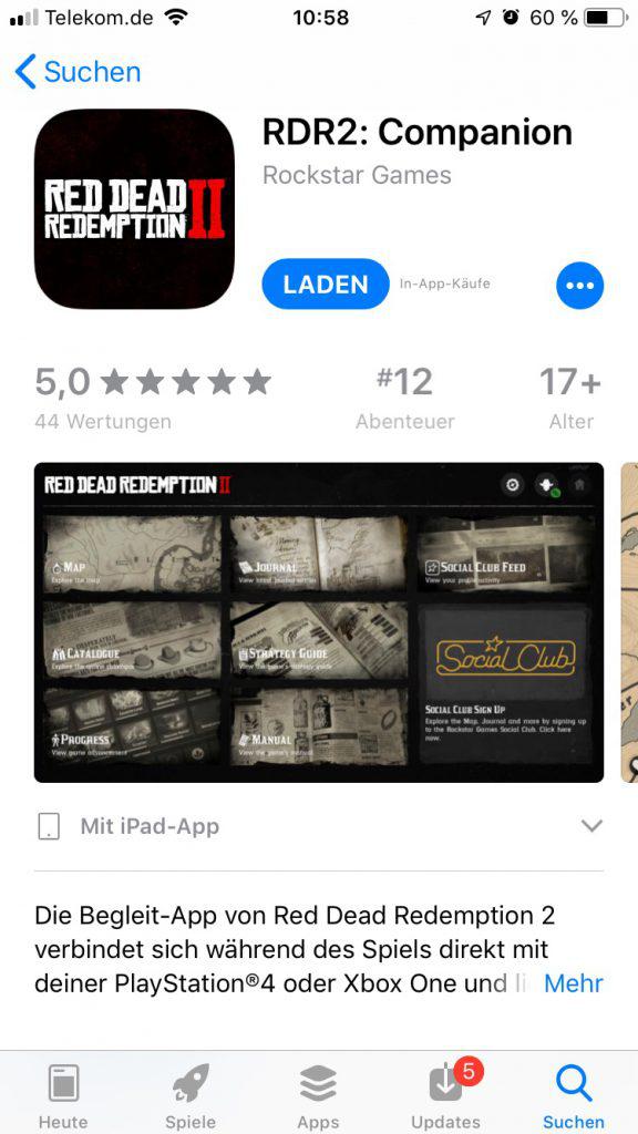 RDR 2 Companion App AppStore