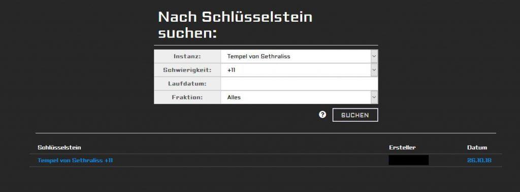 WoW wowgroupfinder schlüsselstein tool