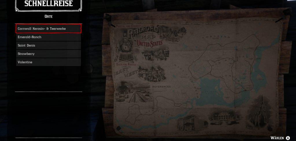 Red Dead Redemption 2 Schnellreise Map