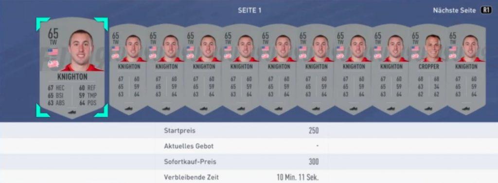 FIFA 19 Liga SBC Guide Sniping Ergebnis