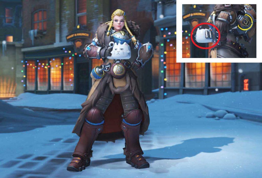 Overwatch Brigitte Skal Pose mit Jetpack Cat