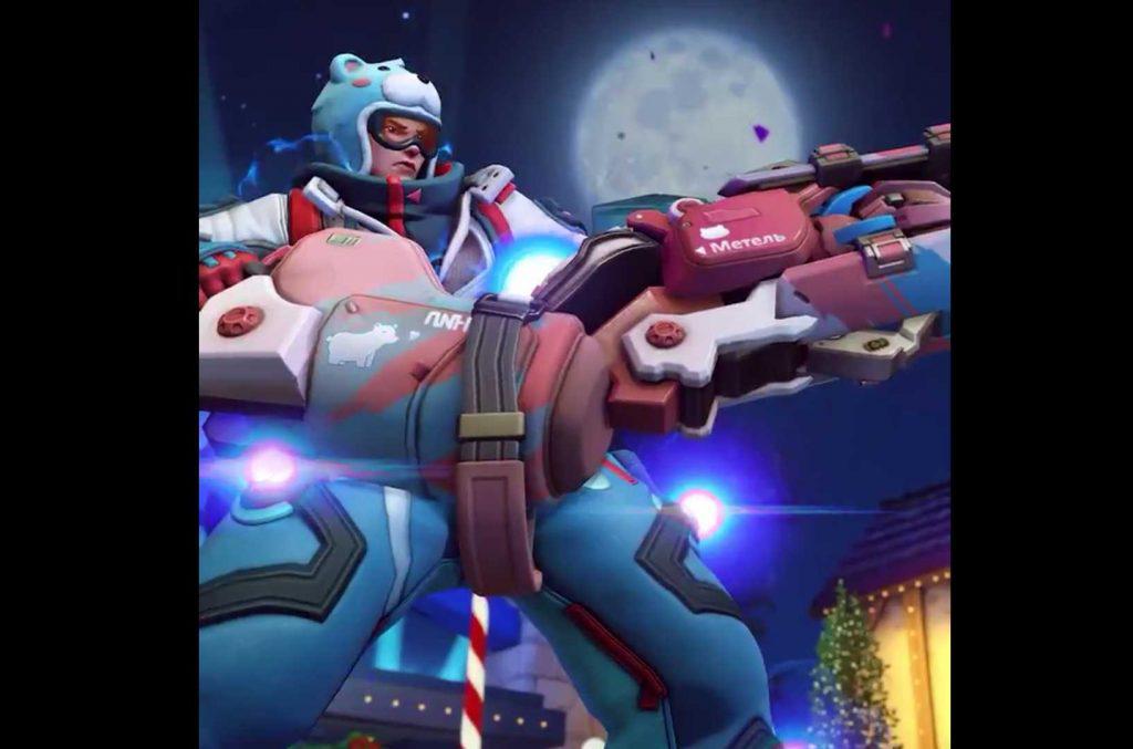 Overwatch zarya winterwunderland 2018 skin snowboarder aufgeladen