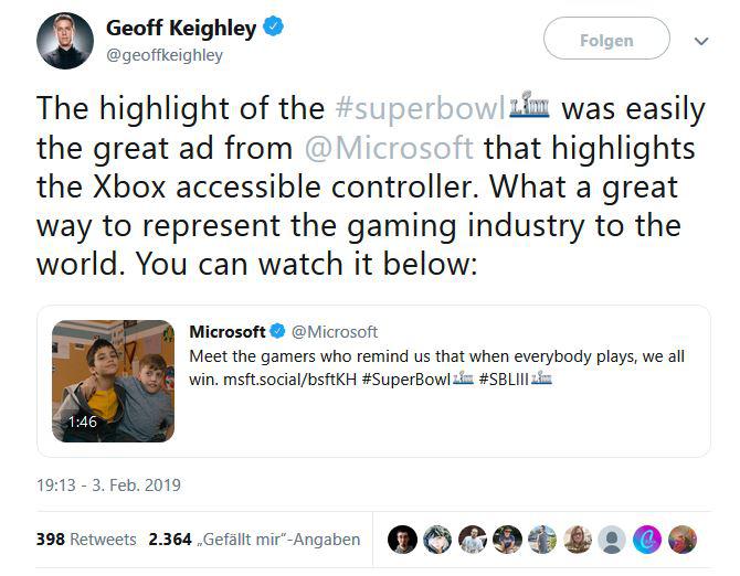 Geoff Knightley xbox adaptive controller tweet