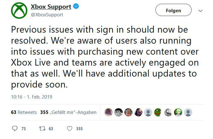 Xbox One Twitter problem Fehler Update
