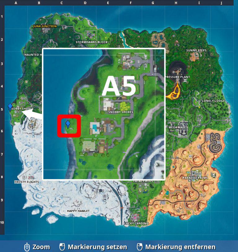 Fortnite: Fortbyte #03 mit Schädeltrooper Emoticon am westlichsten